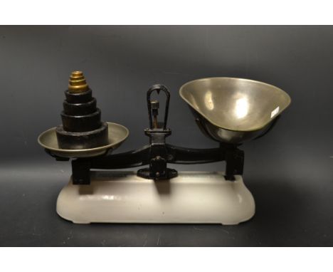 A set of Avery balance scales and weights