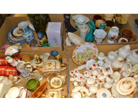 Ceramics - a large green west German vase, 288-40;  Wade mug;  a Cottage Rose pattern watering can, a Staffordhire Sheriden t