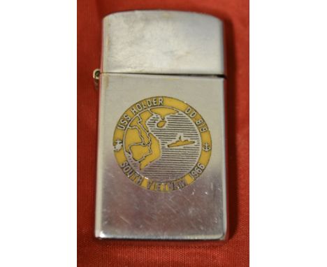 Cigerette Lighters - a Zippo, South Vietnam, 1966, chrome lighter, USS Holder DD819