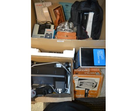 A pair of binoculars, cased;  Comet.S  camera, cased;  Bell & Howell movie camera, boxed;  a telephone ; etc qty (2) 