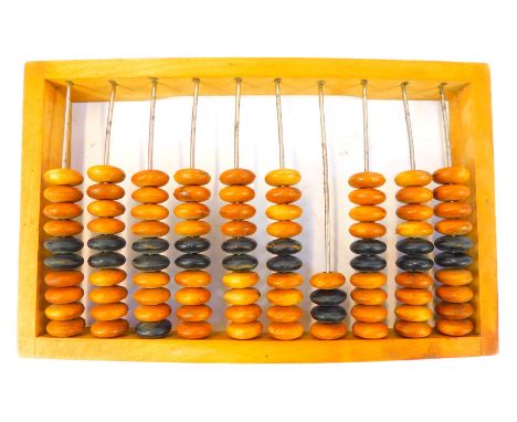 A vintage wooden abacus, in a rectangular frame, 21cm x 32cm. 
