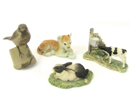 A Border Fine Arts figure group Morning Feed, JH82A, together with a Beswick group Contentment, a Poole pottery figure of a b