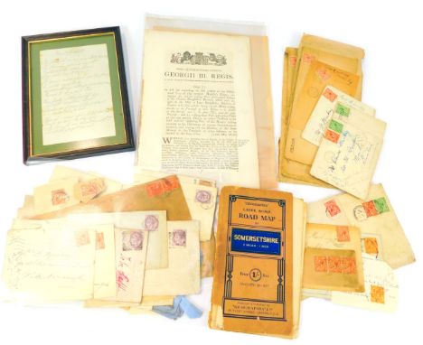 Late 19th/early 20thC ephemera,  relating to a D Mackay of Peterborough and Northumberland, together with various envelopes b