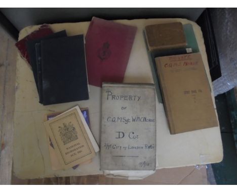 A selection of items including hand written notepad's, books etc.  All relating to the 7th City of London Regiment being Firs