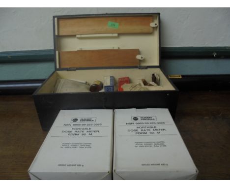 World War I first aid box (13" x 7" x 6") complete with original contents and includes a jar of anti  gas ointment together w