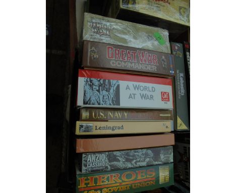 FIRST AND SECOND WORLD WAR - 8 games:  World War, Great War Commander, A World at War, US Navy Plan Red, Leningrad,  Invasion