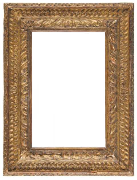 An Italian 16th Century Frame, Carved And Gilded, Plain Sight, Rope Top 