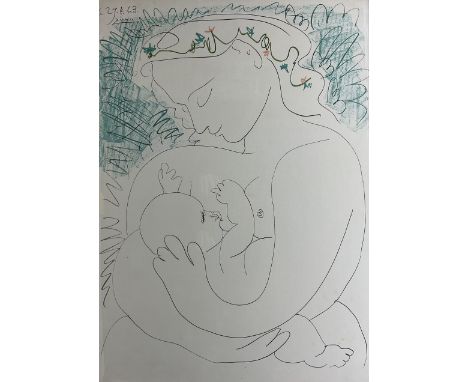 After Pablo Picasso (Spanish 1881-1973): 'La Grande Maternité', colour lithograph signed and dated 1963 in the plate 84cm x 6
