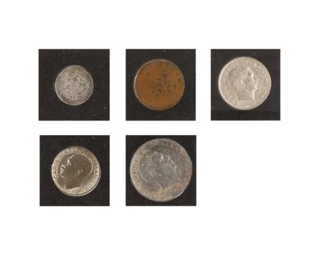 Interesting lot consisting of five vintage forgeries, 10 Bani 1867, 1 Leu 1876, 100 Lei 1932, 250 Lei 1935 (from the original