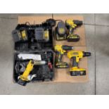 (3) DeWalt Cordless Drills and (1) DeWalt Cordless Screw Driver