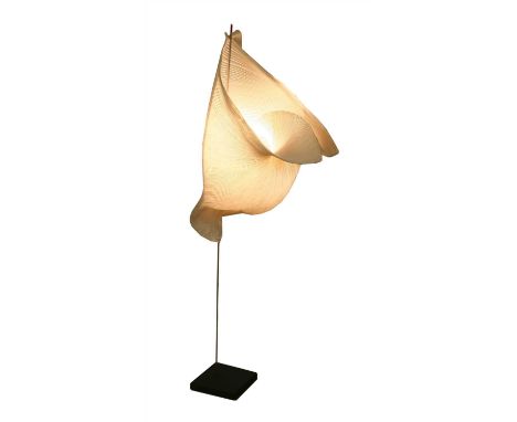 An Ingo Maurer Gaku table lamp, with a folded paper shade, 90cm high