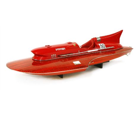 A model of Timossi Ferrari's Hydroplane 'Arno X1', a detailed model of Achille Castoldi's 1953 world water speed record-break