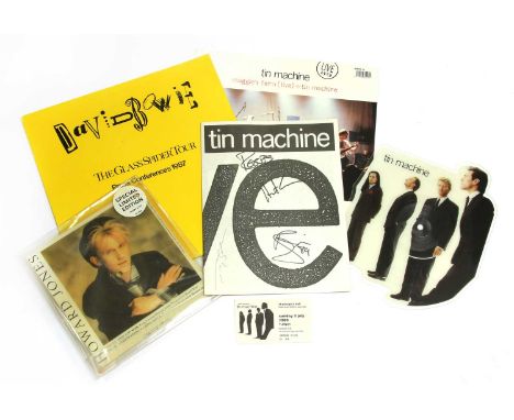 David Bowie 1989 'Tin Machine' tour autographed programme and ticket, the programme signed by four members of the band, inclu