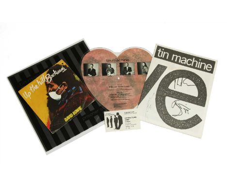 A David Bowie 1989 'Tin Machine' tour autographed programme and ticket, the programme signed by four members of the band, and