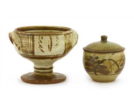 Michael Cardew (1901-1983), a stoneware bowl, impressed 'MC' monogram and Wenford Bridge mark, 11.5cm high, and David Leach (