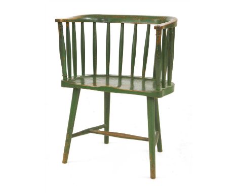 Charles Rennie Mackintosh (1868-1928), a green painted Windsor chair, designed for Miss Cranston's Dutch Kitchen, Argyle Tear