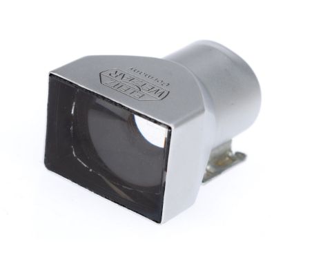 A Leitz Wetzlar 3.5cm Shoe Mount Viewfinder, silver, F-G, optics clear, rear ring dented at the top.