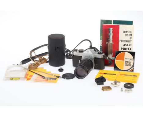An Asahi Pentax Spotmatic SP Camera, silver, serial number 1390352, body G, light marks to bottom plate, shutter works, with 