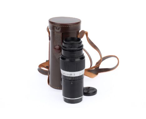 A Leitz Wetzlar Hektor f/4.5 13.5cm Lens, black, serial number 15108, barrel G, iris and focus action G, optics G, light peri