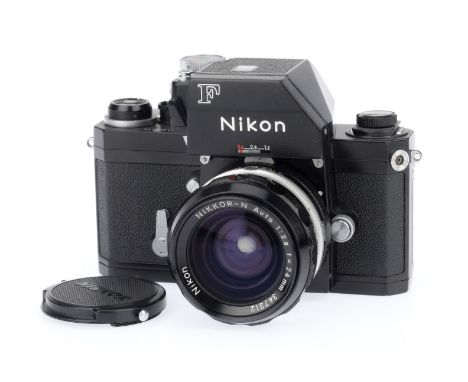 A Nikon F Photomic 35mm SLR Camera, black, serial number 6842258, body G, light marks to bottom plate, shutter working, viewf