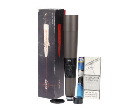 A Swift Telemaster Mark II Type 841 15-60x 60mm Spotting Scope, body VG, optics VG, some very light haze to forward optics, i