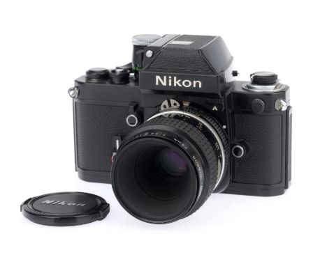 A Nikon F2 Photomic 35mm SLR Camera, black, serial number 7785407, body VG, very light marks to bottom plate, shutter working