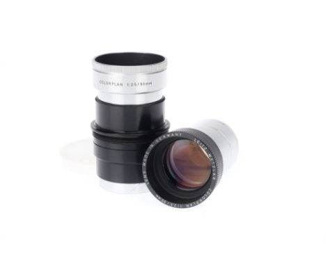 A Pair of Leitz Colorplan f/2.5 90mm Projection Lenses, barrels G, optics G. one is 42mm diameter, the other 46mm.