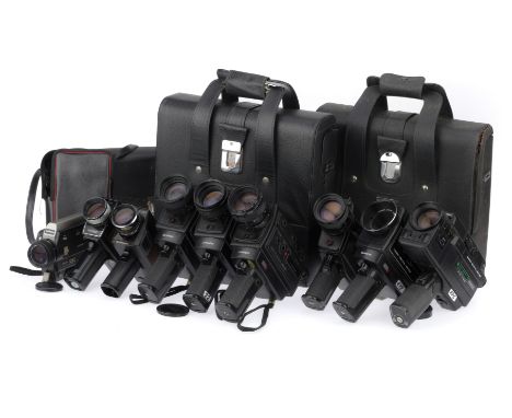 A Tray of Chinon Cine Cameras, to include a 305SM XL Direct Sound, in carry case with shotgun microphone, 305SM Direct Sound,