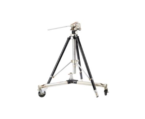 A Samson 7301 Tripod and 7201 Quick Set Head and Dolly. black/silver, G, with Samson dolly spreader, G.