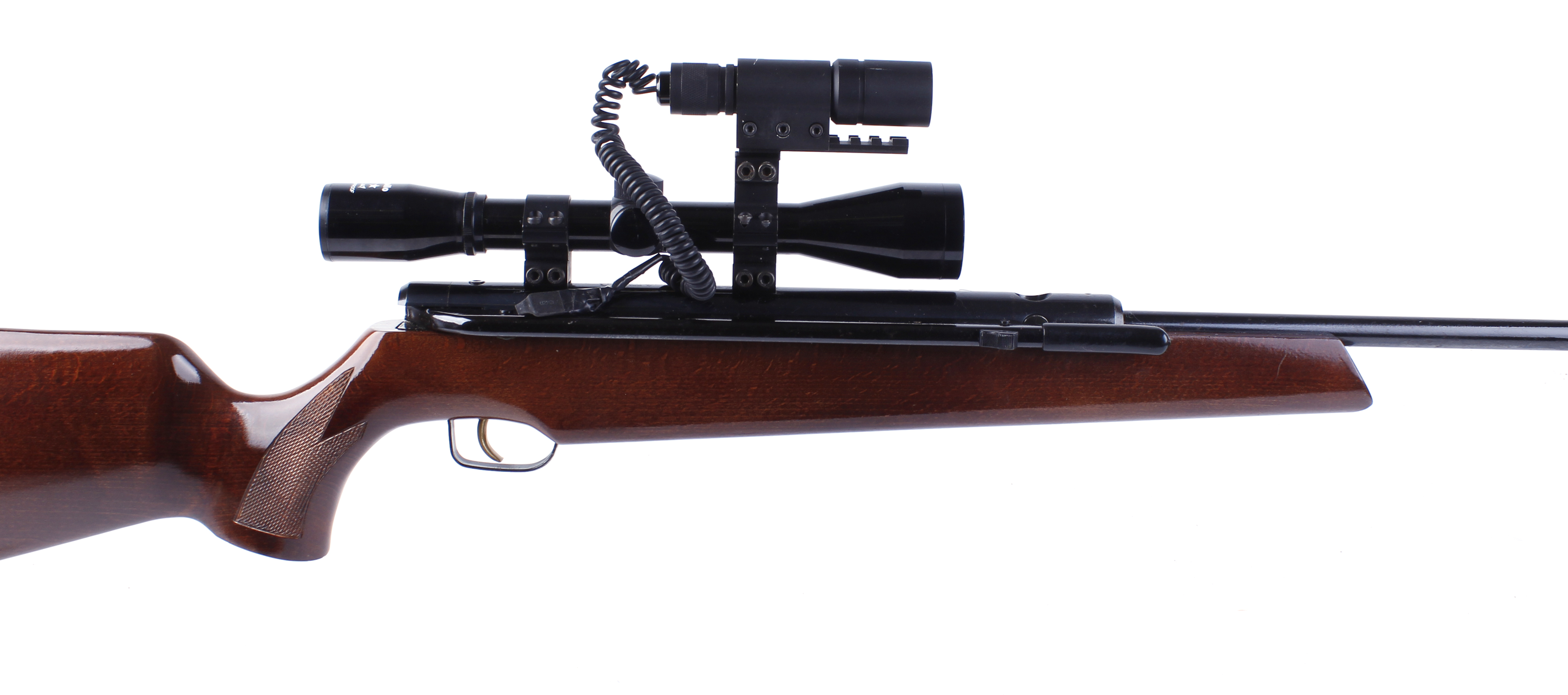 .22 Air Arms sidelever air rifle, fitted silencer, mounted 4 x 40