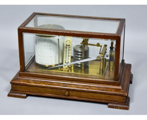 A 20th Century Oak Cased Barograph by M.D.S,in oak framed and bevelled glass case, fitted narrow drawer to base, 14.25ins x 8