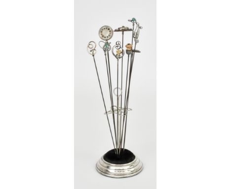 A George V Silver Mounted Hatpin Holder, and Mixed Hatpins, the holder by Marson &amp; Jones, Birmingham 1920, with ring hand