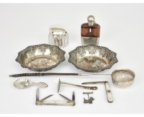 A Pair of Late Victorian Silver Circular Dishes and Mixed Silver, the dishes by Fenton Brothers Ltd, Sheffield 1898, with sha
