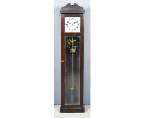 An Early 20th Century Mahogany Cased Battery-Operated Synchronome Wall Clock by Albert A Wicks of Canterbury, the 9ins square
