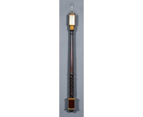 An Early 19th Century Rosewood and Gilt Brass Mounted Stick Barometer by Casella of London, with brass finials to hood&nbsp;w