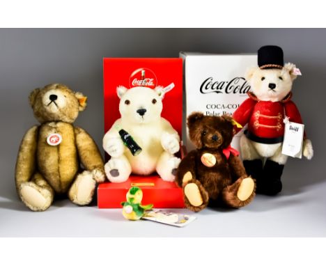 A&nbsp; Collection of Modern Steiff Toys, comprising: - Coca-Cola Polar Bear Cub 666032, 8ins high, no.03245/10000, BNIB with