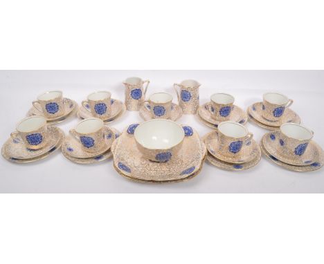 Golden Osaka - A vintage 20th Century - Made in England. Collection of ceramic china tea service set. Comprising of; cups, sa