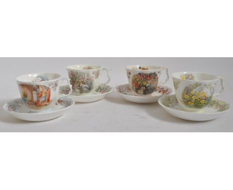 Royal Doulton - Jill Barklem 1983 - A series of four seasons cups &amp; saucers from the Brambly Hedge gift collection. Measu
