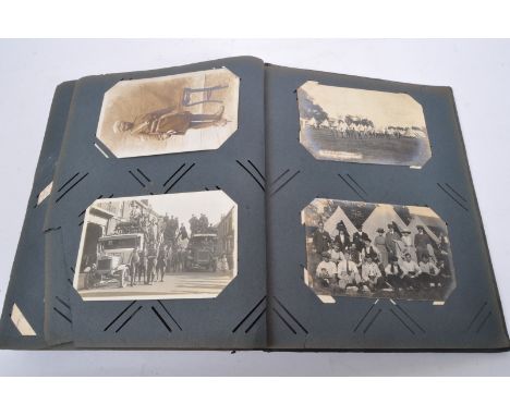 Postcards - a period album of largely French interest WWI First World War period postcard album. Largely filled with views of