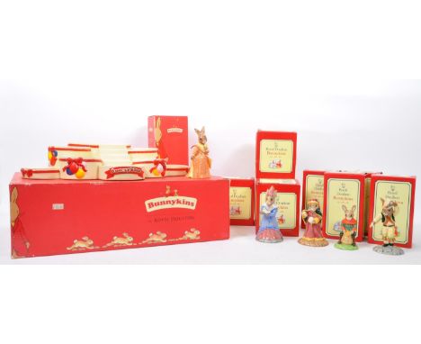 A collection of NOS (New Old Stock) Royal Doulton 'Bunnykins' bone china figurines. The lot to include x2 Judge Bunny, x2 Mys