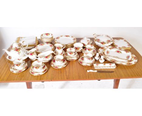 Royal Albert - A large collection of vintage 20th century bone china Royal Albert Old Country Roses dinner and tea services. 