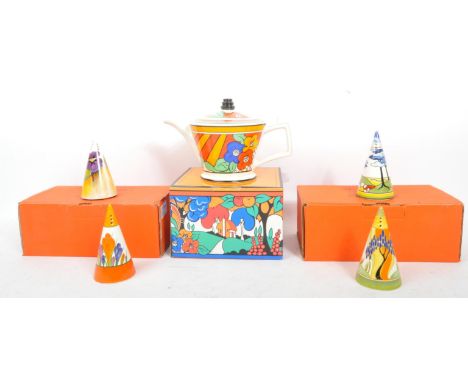 Clarice Cliff - Bizarre - A collection of four contemporary limited edition porcelain china sugar castor sifters. To include;