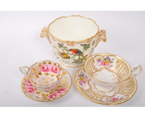 An assortment of Victorian 19th century English fine bone china items. The lot to include a Copeland Spode fine bone china ha