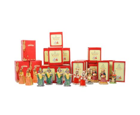 A collection of NOS (New Old Stock) Royal Doulton 'Bunnykins' bone china figurines. The lot to include x2 Judge Bunny, x8 Mys