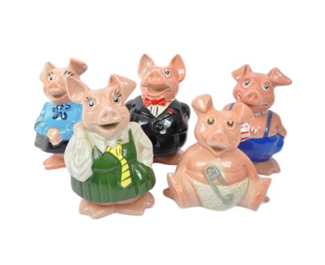 Wade - NatWest - Made in England - A collection of five vintage 20th Century circa 1980s ceramic porcelain piggy bank money b