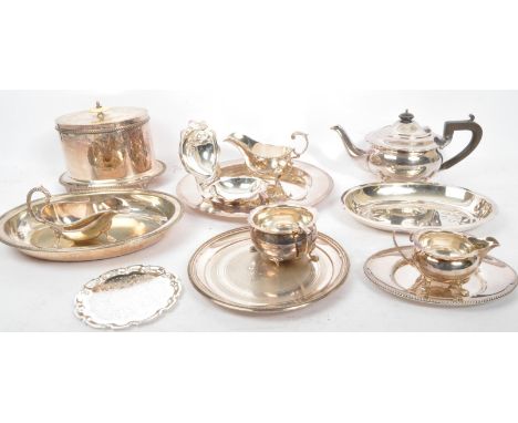 A collection of Victorian 19th century &amp; later silver plated items. The lot to include a Mappin &amp; Webb tea set with t