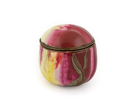 A South Staffordshire Enamel Bonbonniere and Cover, circa 1770, naturalistically modelled and painted as an apple5.5cm highSo