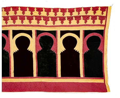 Tent Wall-HangingProbably North Africa, mid/late 20th centuryComprised of eleven bottle green and deep burgundy niches beneat