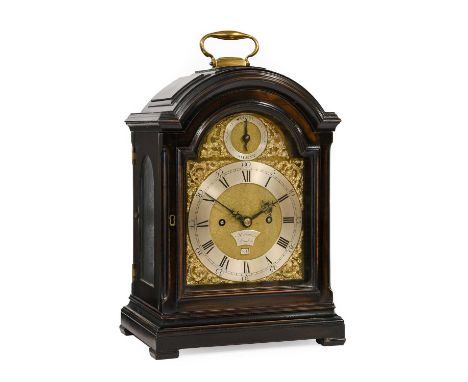 A Good Triple Pad Top Striking Table Clock, signed Holmes, London, circa 1780, triple pad top case with veneered ebonised cas