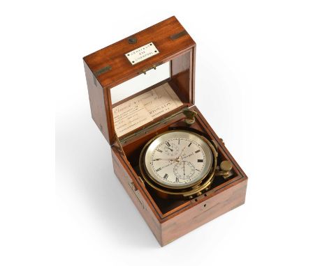 A Mahogany Two Day Marine Chronometer, signed J.W.Ray &amp; Co, 25 Cunliffe St, Liverpool, number 232, circa 1920, case with 